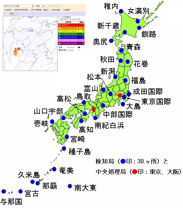 雷監視システム検知局の位置