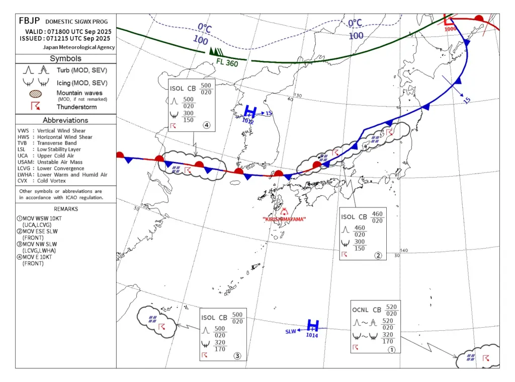 国内悪天予想図（FBJP）のサンプル画像
